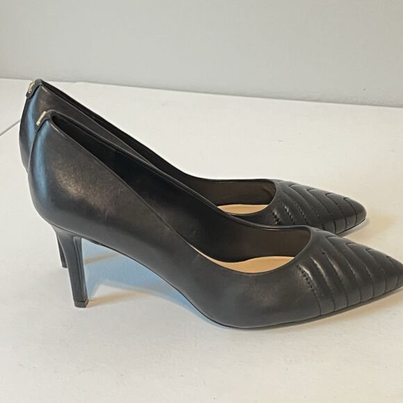 Karl Lagerfeld Paris LEATHER ROULLE 3.5" HEELS PUMPS SHOES - Picture 3 of 13